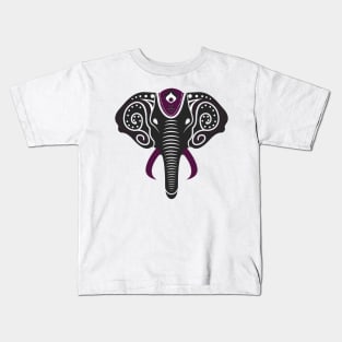 Geometric Mandala Elephant Purple Henna Design Kids T-Shirt